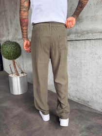 Resim Haki Pileli Modal Kumaş Baggy Pantolon - XL 