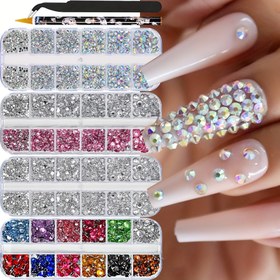 Resim 1 Kutu Çok Boyutlu Düz Sırtlı AB Nail Art Rhinestones, Kristal İnciler, DIY Tırnak, Ayakkabı, Giyim, Makyaj, Çantalar için, Pens ve Tükenmez ile, Kokusuz - SS4-SS16 