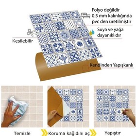 Resim Tink Kendinden Yapışkanlı Modern Mavi Desenli Pvc Karo 30x30 Cm 