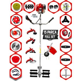 Resim German Torq Stil 15 Parça Full Set Benzinli Yan Tipi Tırpan Ot Çim Çalı Biçme Yüksek Performans 