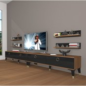 Resim Decoraktiv Eko 360r Mdf Gold Tv Ünitesi Tv Sehpası - Ceviz - Siyah 