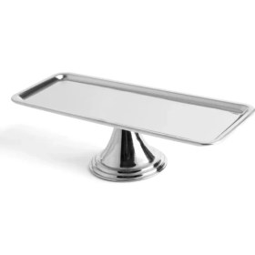 Resim Özbience Paslanmaz Çelik Dikdörtgen Kek Standı ve Sunumluk, Gümüş Renk 