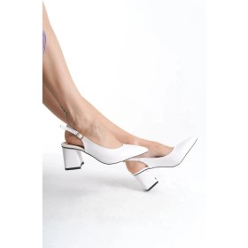 Resim Ballerina&zapato Kadın Lolita Beyaz Cilt Klasik Topuklu Ayakkabı Arkası Açık 