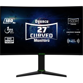 Resim Monster Aryond A27 V2 27" 180Hz QHD 1 Ms HDR10 300 Nit G-Sync FreeSync Curved Pivot VA Oyuncu Monitörü 