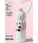 Resim Vagonlife Diller D9317 480ml Çift Kullanım Pipetli Çelik Matara 