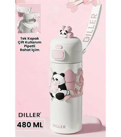 Resim Vagonlife Diller D9317 480ml Çift Kullanım Pipetli Çelik Matara 