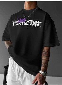 Resim Barlashive Erkek T-shirt Baskılı Bisiklet Yaka Kısa Kol Tişört - Siyah Çok Renkli 