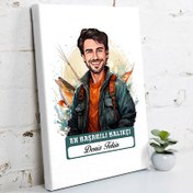 Resim Karikatürlü En İyi Erkek Balıkçı Kanvas Tablo 