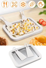 Resim Küçük Mutluluklar Ev Tipi Spatulalı Kore Tarzı Rulo Dondurma Tavası Yoğurt Dondurma Bowl Tabağı 