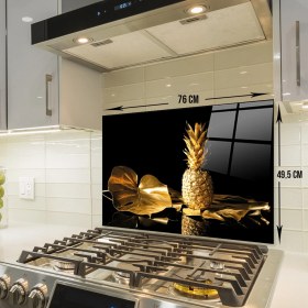 Resim Decorita Altın Ananas | Cam Ocak Arkası Koruyucu 