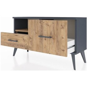Resim Arges Şifonyer Tek Raflı 2 Çekmeceli 88x30x48 Antrasit-çam Çam 