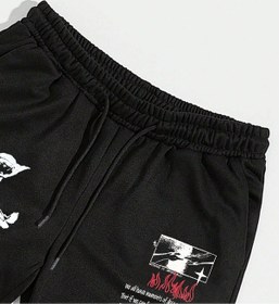 Resim Street Life Guys Slogan Graphic Drawstring Waist Eşofman Altı Siyah 