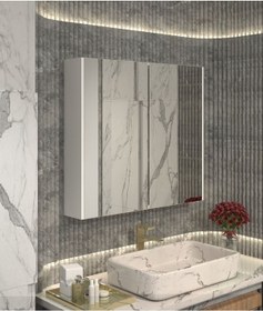 Resim Berlin Çif Kapaklı Aynalı Banyo Dolabı Mdf Beyaz 