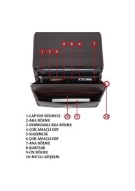 Resim Case Club Notebook Laptop Evrak Çantası 15.6'inç 5 Bölmeli Su Geçirmez Omuz Askılı Kahverengi 