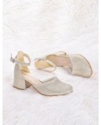 Resim Kiko Kids 771 Çupra Taşlı Kız Çocuk 5 Cm Topuklu Sandalet Ayakkabı Altın 001 