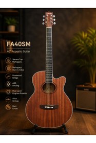 Resim valares FA40MG Profesyonel Seri Köşe Korumalı sap ayarlı 40" Akustik Gitar Mat Maun Ful aksesuar 