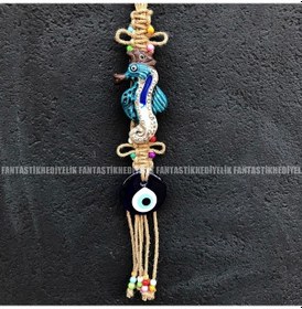 Resim Erkek Deniz Atı Nazar Boncuk Bahçe Balkon Kapı Duvar Süs Sarkaç 