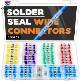 Resim 180 adet Lehim Mühür Tel Bağlantı Elemanları - termal büzülme Butt Konnektörler Kiti, Su Geçirmez Denizcilik Kablolama Eklem Terminali Ölçüsü, Elektriksel Sıkma, Römork Teli 