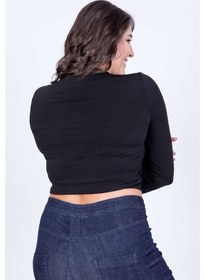Resim Myline Kadın Crop Üst 35140 Siyah 