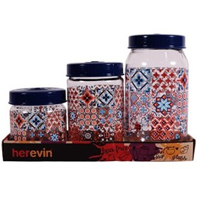 Resim Herevin 139357-810 Mozaik Desenli Kavanoz Seti 3'lü (425-660-1000 ML) 