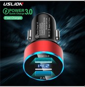 Resim Uslıon 18w Çift Usb Led Ekran Araç Şarj Cihazı Qc3.0 Hızlı Şarj İphone Uyumlu 13 12 Huawei Samsung Xiaomi Araç Adaptörü Araç Şarj Cihazı 