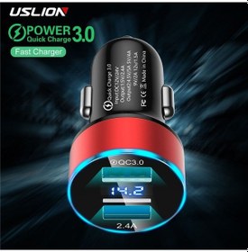 Resim Uslıon 18w Çift Usb Led Ekran Araç Şarj Cihazı Qc3.0 Hızlı Şarj İphone Uyumlu 13 12 Huawei Samsung Xiaomi Araç Adaptörü Araç Şarj Cihazı 