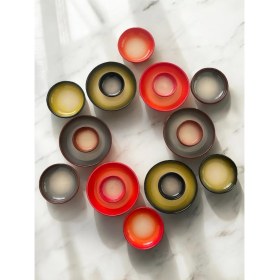 Resim Dekoratif Renklerde Güveç - Kahvaltılık - Sosluk - Mezelik - Atıştırmalık Seti 18 Parça 6 Kişilik 