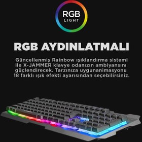 Resim Rampage KB-R57 X-JAMMER Gökkuşağı Aydınlatmalı USB Tam Türkçe Gaming Oyuncu Klavyesi 