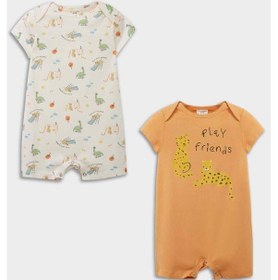 Resim DeFacto Erkek Bebek Yenidoğan Desenli Penye 2'li Kısa Kollu Tulum E4015A525SMOG307 