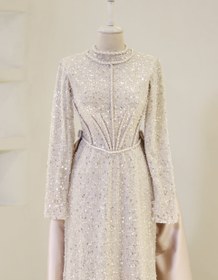 Resim Couture Pureva Tesettür Abiye - Bej / 48 
