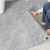 Resim Kendinden yapışkanlı su geçirmez banyo duvar kağıdı - Soyma ve yapıştırma vinil zemin ve duvar dekalı, gri mermer deseni, kolay kurulum, nem direnci, banyo yenilemesi için ideal, banyo duvar kağıdı, mermer dokusu, Easyinstall özelliği 