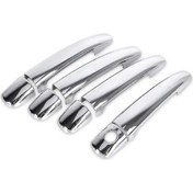 Resim Symbee Peugeot 208 2012-2018 İçin Absplastik Chrome Kapak, Araba Kapısı Kolu Aksesuarı, 8 Adet, Silver, Kauçuk Bandı İle Kolay Montaj 