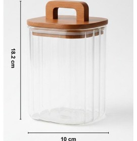 Resim Akasya Kapaklı Borosilikat Cam Kavanoz Kare Saklama Kabı / Erzak Kutusu Saydam 