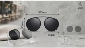 Resim Retro Yuvarlak Polarize Güneş Gözlüğü Klipsi - Gözlük Üstü Tak Çıkar Cam Aparatı 45x50 mm 