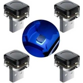 Resim Trendooze 4 Adet Mini Usb Led Araç İçi Aydınlatma Mavi Kırmızı Ortam Işığı Turcoshop11 