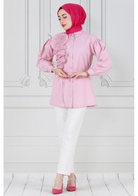 Resim Sevitli İnci Çakım Fırfırlı Tunik-pembe-3780-pembe Pembe 