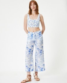 Resim Koton Çiçeli Crop Üstü Fisto Kare Yaka Askılı Mavi Desenli 4sak30063ew Mavi 