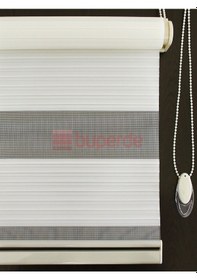 Resim Buperde Ekru (Açık Krem) Geniş Pilise Pliseli Zebra Stor Perde 