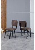 Resim Hayat Serisi Mutfak Sandalyesi, Yemek, Bahçe, Kafe, Modern Sandalye 6 Adet - Kahverengi Kahverengi 