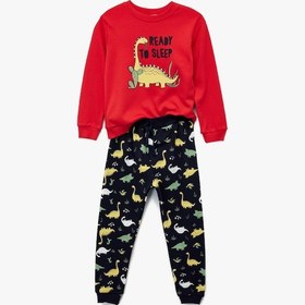 Resim Koton Dinozor Baskılı Pamuklu Eşofman Takımı Kırmızı 6wmb10062tk Kırmızı 