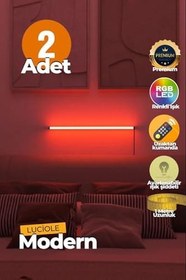 Resim luciole Uzaktan Kumandalı Led Lambader 2 Adet Yatak Üstü, Tv Yanı,Oturma Odası - Rgb Çok Renkli Akn 