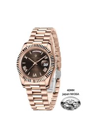 Resim Pagani Design Pd-1783 Day-date Otomatik Nh36a Japon Mekanizma, Safir Cam,su Geçirmez Full Çelik Erkek Kol Saati Kahverengi Diğer 