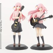 Resim Anime Gitar Kızı Figürü - Pembe Saçlı, Siyah Giysili ve Altın Gitar PVC Koleksiyonluk, Yüksekliği 15cm, Anime Hayranları İçin Mükemmel Hediye, Ev veya Ofis Dekoru, Aile ve Arkadaşlar İçin Tatil Oyuncak 