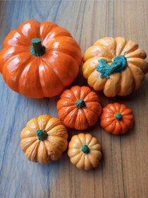 Resim Dekoratif Kabak 6'lı Vernikli El Yapımı Bal Kabağı Biblo 