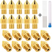 Resim Filamentmarketim 0.4 Mm Pirinc Mk-8 Nozzle 10 Adet 10 Adet Temizleme Iğnesi 