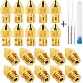 Resim Filamentmarketim 0.4 Mm Pirinc Mk-8 Nozzle 10 Adet 10 Adet Temizleme Iğnesi 