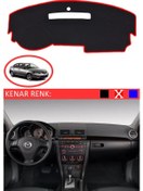Resim Torpido Koruma Halısı Siyah Kenar Renk Kırmızı Mazda 3 2003-2008 İle Uyumlu 