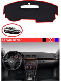 Resim Torpido Koruma Halısı Siyah Kenar Renk Kırmızı Mazda 3 2003-2008 İle Uyumlu 