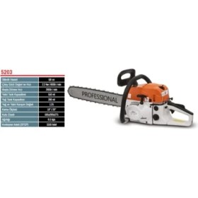 Resim Baükan 5203 2.2 Kw 3 Hp Benzinli Zincirli Testere Ağaç Odun Kesme Bıçkı Motoru 