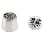 Resim Paslanmaz Çelik XL Kalp Gül Desenli Donut Ucu - Ergonomik Puding Borusu, Kek Süsleme, Pişirme ve Tatlı Yapımı için, Kek Süsleme Malzemeleri, Dekoratif Pişirme Aracı, Şık Metalik Kaplama, Dayanıklı Mutfak Aracı 